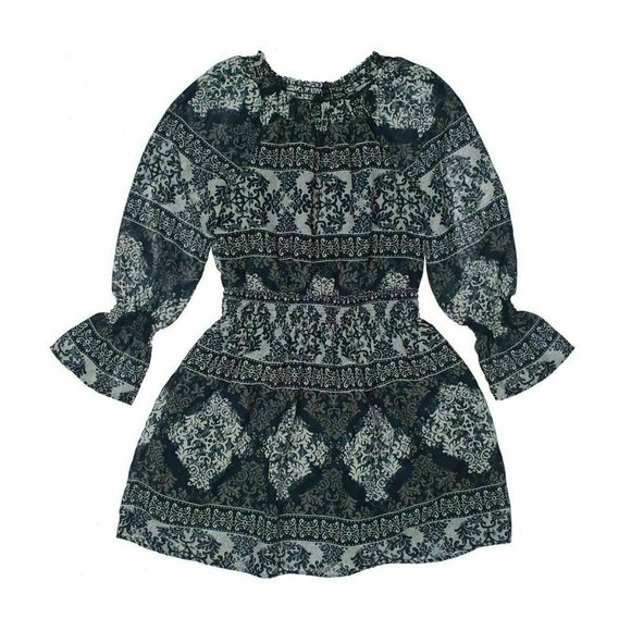 The Children's Place Girl Sheath Dress Size 7-8 Elastic Waist Crew Neck Printed